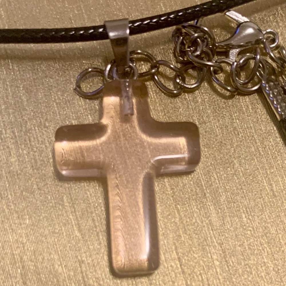 Stylish Pale Light Pink Cross Necklace